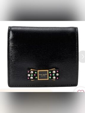 NIB Kate Spade Small Embellished Multi-colored Stoned Bow Bifold Wallet